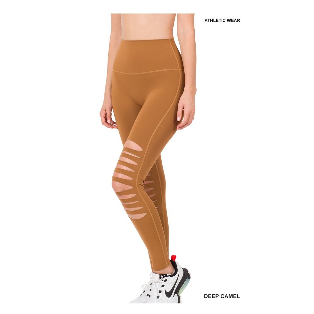 Cut Out Leggings High Waisted Seamless Fitness Fashion Activewear - Picture 7 of 8